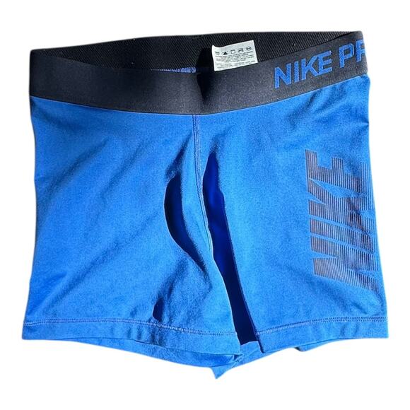 Nike Pro Dry Fit shorts women’s Medium core compression shorts blue activewear - Picture 2 of 6